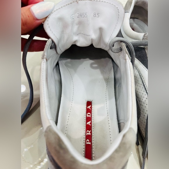 Prada, white, gray and silver men’s sneakers 👟, size 8.5 - Picture 9 of 11